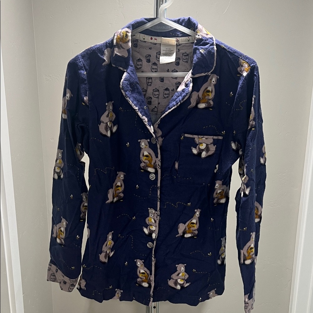 munki munki Navy Blue Pajama Set with Bear Print